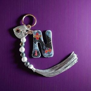 Silver and Black Keychain with Tassel